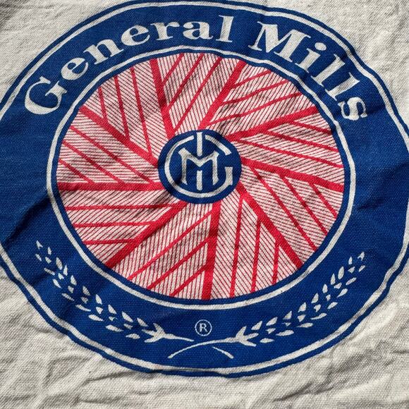 General Mills Small Cotton Tote Old Logo Red Blue 13x14 in Reusable Shopping Bag - Picture 4 of 6